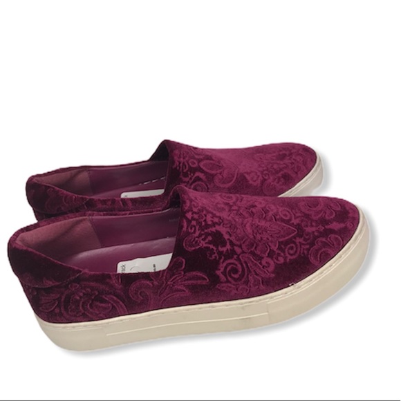 NWT J/Slides Burgundy Velvet Slip-on Sneakers - Picture 4 of 6